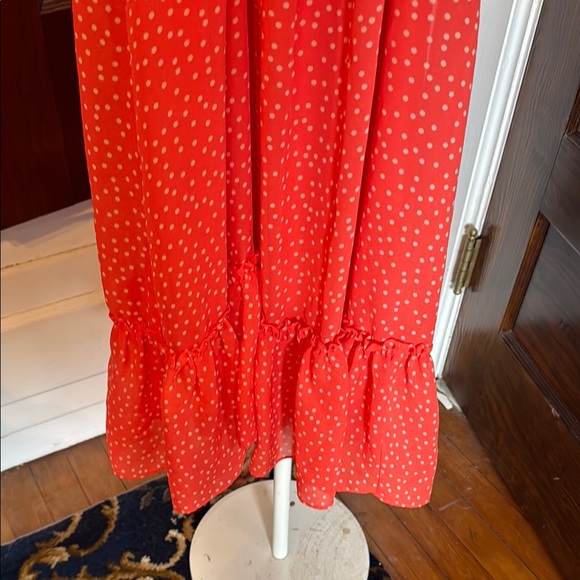 Taylor orange/red Polka Dot Halter Dress- worn twice - Picture 3 of 8